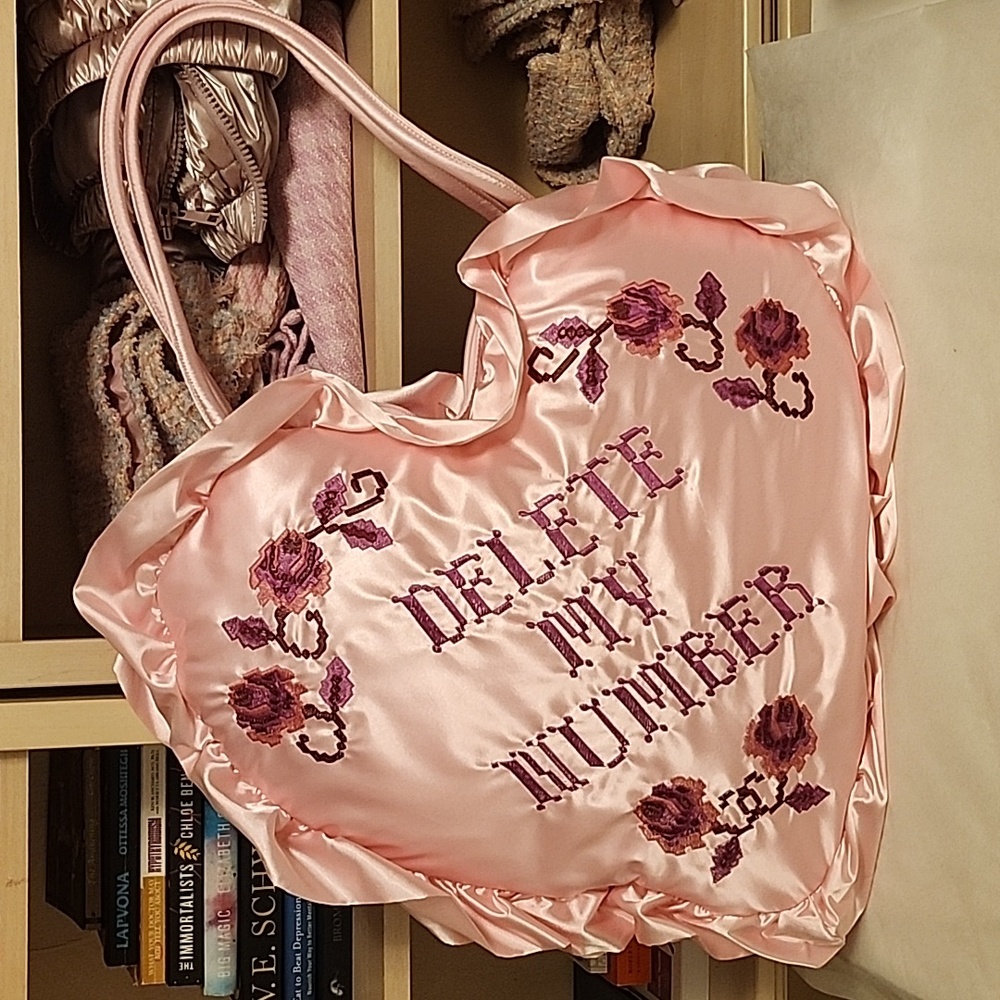 Delete my number satin oversized bag